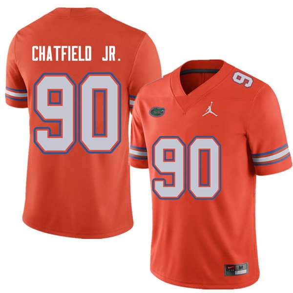 NCAA Florida Gators Andrew Chatfield Jr. Men's #90 Jordan Brand Orange Stitched Authentic College Football Jersey JOG1364WP